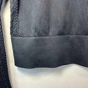 Offline By Aerie Seamless Cable Square Neck Ribbed Shirt Black Fall Sport NEW XL thumbnail 15