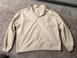 Pullover Fuzzy Quarter Zip Tan Size XL thumbnail 2