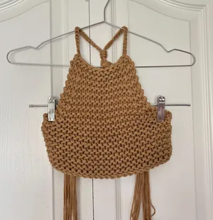 Brown Woven Crop Top Size XS thumbnail 2