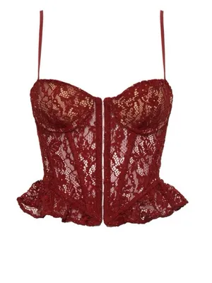 Rumored Red Lace Sequin Bustier Top thumbnail 3