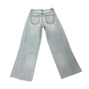 ZARA Vintage Wash Wide Leg Baggy Light Blue Faded Denim Jeans Size 0 thumbnail 2