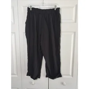 Halara High Waisted Cuffed Crop Pants Womens Size L Black New Flex thumbnail 2