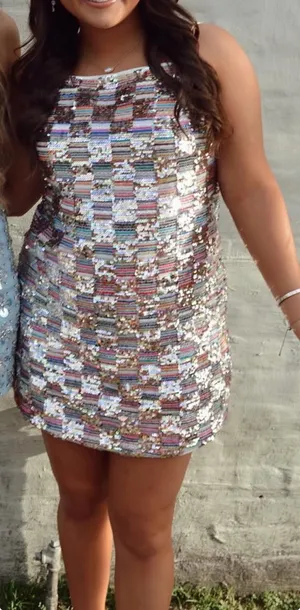 Sequin checkerboard mini dress Multiple thumbnail 1