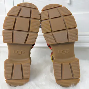New UGG Ashton Heritage Braid Brown Suede Neon Trim Platform Sandals Size 7 thumbnail 7
