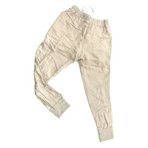 Beige Linen Like Jogger Pants Elastic Waist Ankle Cropped Casual Fit Pull On Hem thumbnail 4