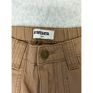 RSQ Women Brown Low Rise Overdye Cargo Z Wide Leg Pants XS NWT thumbnail 3