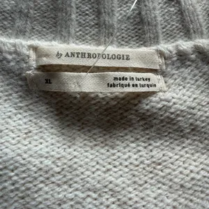 Anthropologie Ivory Cable Knit V-Neck Oversized Sweater Vest XL OB1672771 thumbnail 4