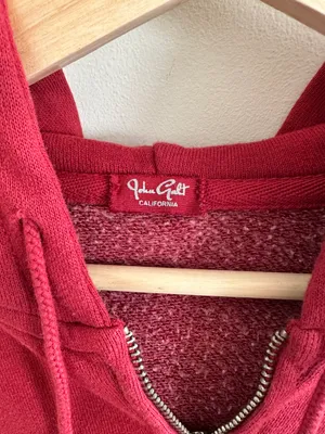 John Galt Red Cropped Zip Up Hoodie thumbnail 2