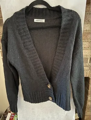 By Anthropologie Chunky Knit Cropped Cardigan Sweater Wool Blend Women's Small thumbnail 1