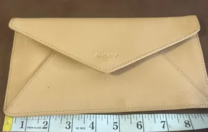 DKNY Cream Envelope Clutch with Subtle Logo thumbnail 1