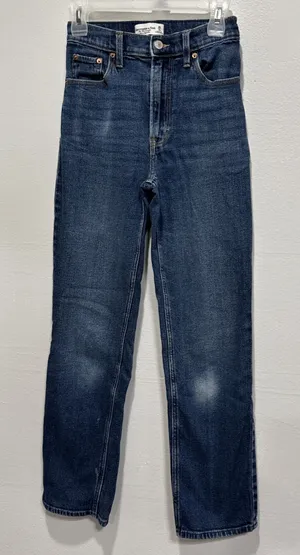 Abercrombie & Fitch The 90S Straight Jeans Ultra High Rise 25/0R Blue Denim thumbnail 1
