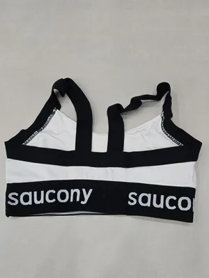 Saucony White and Black Logo Band Sports Bra Size S thumbnail 2