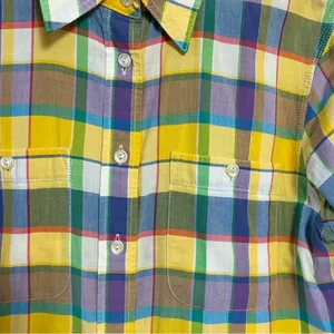 Lauren Ralph Lauren Women’s Shirt Plaid 100% Cotton Button Up Roll Up Sleeves XS thumbnail 2