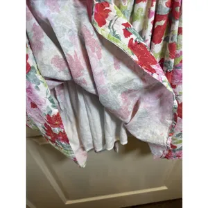 Entro Floral Smocked Mini Dress | Pink Ruffle Flutter‎ Sleeve Square Neck Large thumbnail 5