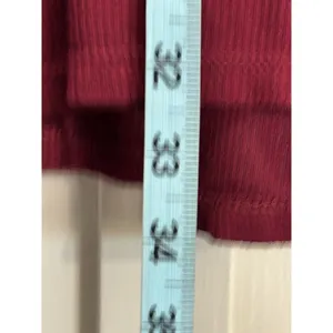 Empyre Burgundy Ribbed Lace Up‎ V Neck Long Sleeve Size Large Midi Dress thumbnail 5