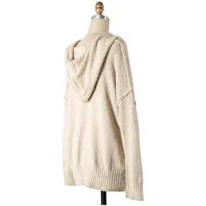 Ivory V Neck Hoodie Sweater Size L thumbnail 2