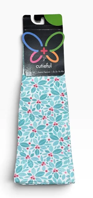 CUTIFUL Super Soft Graduated Compression Socks OS Teal Holly Pattern NEW Pink thumbnail 1