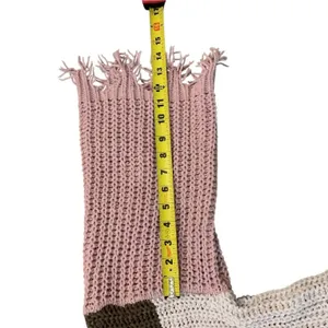POL Sweater Womens Small Brown Pink Colorblock Fringe Mock Neck‎ MST127 Boho thumbnail 7