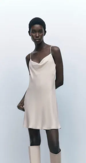 ZARA Rhinestone Strap Slip Dress Size Medium thumbnail 4