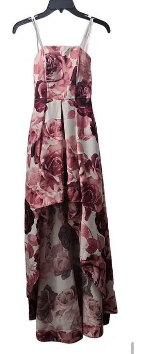 Floral High Low Dress Party Cocktail‎ Strapless Dress thumbnail 1
