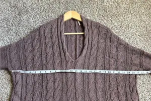 Free People Mushroom Oversized Sweater Brown Tan Casual Comfy Winter Neutral thumbnail 9