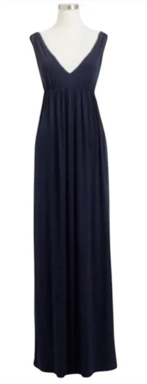 J. Crew Navy Blue Sleeveless Plunging V-Neck Maxi Dress Size XS thumbnail 1