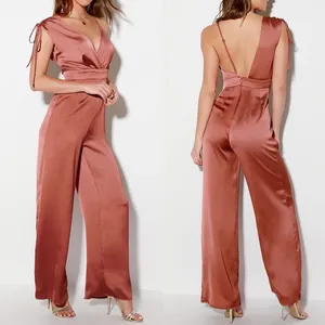 Lulu’s NWT Satin Asymmetrical Jumpsuit Rusty Rose Large thumbnail 3