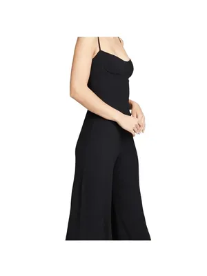 Reformation Gilda Jumpsuit Black Sleeveless Wide Leg 6 thumbnail 4