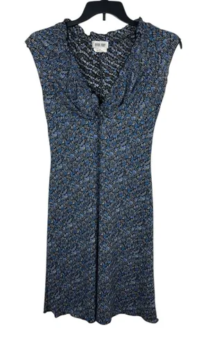 VTG Y2K Byer Too USA Made Blue Gray Floral Sleeveless Ruffle V-neck Dress M thumbnail 1