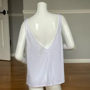 Free People White Tank Top M Sleeveless Open Back Flowy Boho Minimalist Top thumbnail 3