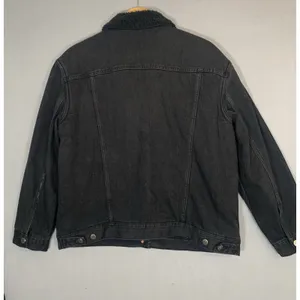 Old Navy Black Chore Jacket Oversized Boyfriend Sherpa Lined Ladies Sz Large Denim Barn thumbnail 7