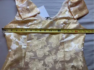 NWT Sugarlips Duson Gold Floral Jacquard Bow Sash Mini Dress L thumbnail 11