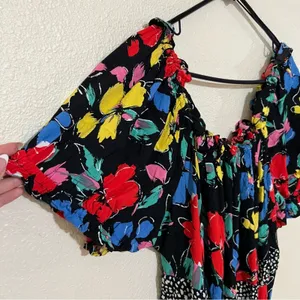 RIXO for target bright colorful floral off the shoulder maxi dress 24W/26W plus thumbnail 5