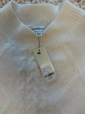 Francesca's White Long Sleeve Cable Knit Sweater Dress thumbnail 2