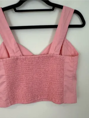 Abercrombie & Fitch Pink Bustier Style Button-Front Crop Top Size Medium thumbnail 4