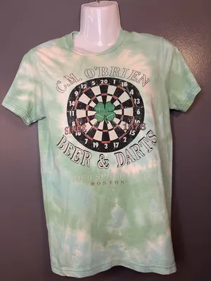 Sonoma Shirt Womens Small Green Tie Dye C.M. O'Brien Beer Darts Graphic Tee Top thumbnail 2