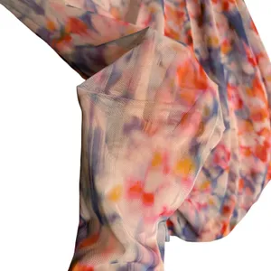 Anthropologie Mesh Crossover Long Sleeve Blouse Watercolor Large Semi‎ Sheer thumbnail 6