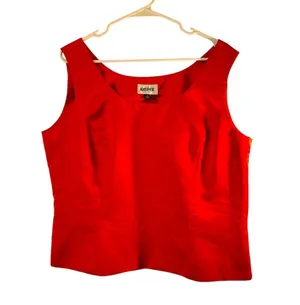 Kasper Red Sleeveless Blouse Women’s Size 18 Plus Tank Top Lined Side Zip thumbnail 1