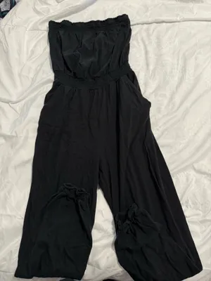 Aerie Black Strapless Jumpsuit  thumbnail 1