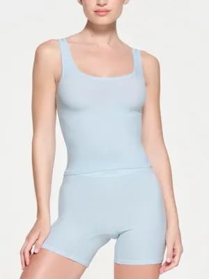 SKIMS Cotton Ribbed Scoop Tank Size XS Blue Loungewear Lounge Bachelorette thumbnail 1