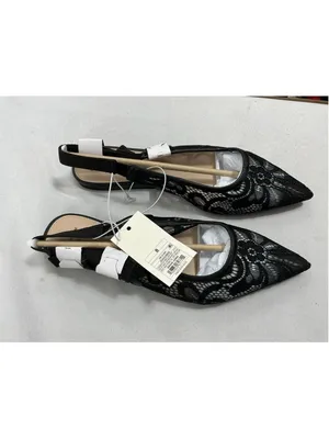 Womans New A New Day London SlingBack Flats Size 8 Black Pointed Toe Lace Fabric thumbnail 2