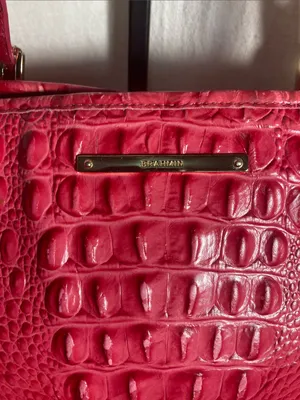 Brahmin red croc-embossed leather tote bag thumbnail 3
