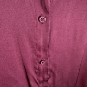 Sincerely Jules Burgundy Satin Button Up‎ Blouse Large thumbnail 3