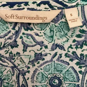 Soft Surroundings Teal Floral Block Print Tiered Midi Dress 2FW00 Small thumbnail 4