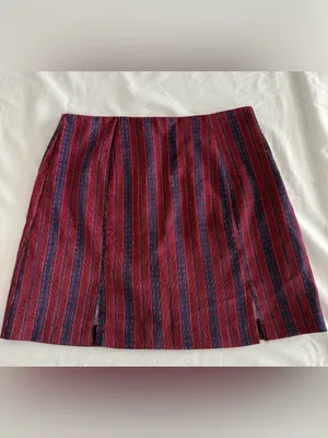 Mi Ami Burgundy Boho Striped Mini Skirt Size Medium Red thumbnail 4