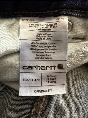 Carhartt Original Fit Straight Leg Denim Jeans Women’s Size 14 Short thumbnail 3