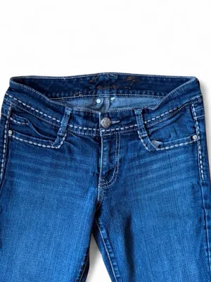 Seven7 Blue Jeans Sz 27 with White Stitching, & Rhinestone Detail Sz 27 thumbnail 3