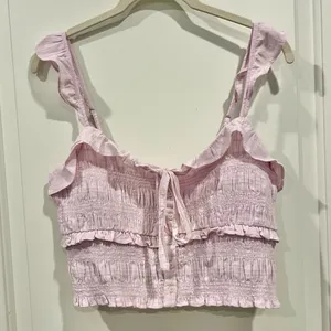 NWT Orchid American Eagle Smocked Ruffle Tank Top - Small thumbnail 6