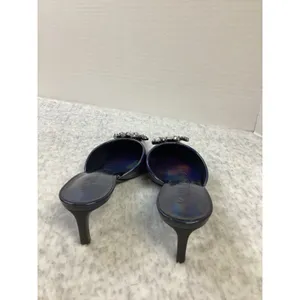 Karl Lagerfeld Sosie Blue Hologram Patent Crystal Mules Kitten Heels US 6.5‎ M thumbnail 5