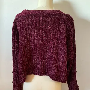 LF Fuscia Button Down Chenille Sweater thumbnail 7